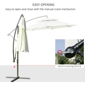 Outsunny 2.7m Cantilever Banana Parasol Outdoor Sun Shade Crank, Beige