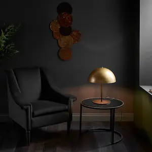 2 PACK Dark Bronze Table Lamp - Gold Painted Metal Dome Shade - Side Table Light