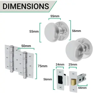 EAI - Round Mortice Door Knobs and Latch Kit - 55mm - Polished Chrome