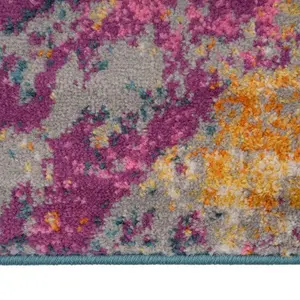 Vibrant Yellow Pink Multicoloured Abstract Burst Area Rug 160x230cm