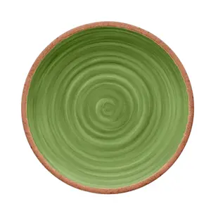 Purely Home Rustic Swirl Green Melamine Dinner Plates - Set of 6