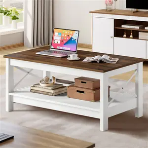 O'Kean 4 Legs Coffee Table with Storage White / Walnut 