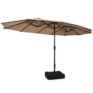 Costway 4.5M Double-Sided Patio Umbrella Extra-Large Market Umbrella w/ Base