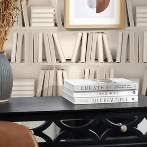 Modern Library Wallpaper In Cream