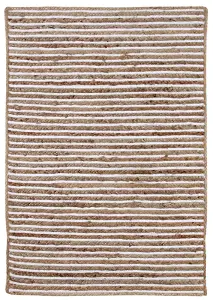 CHAKKAR PALE Stripe Rectangular Beige Hall Rug - Jute - L75 x W120 - White