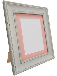 Scandi Pale Grey Frame with Pink Mount for Image Size 5 x 3.5 Inch