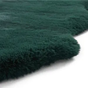 Sheepskin Jewel Green Plain Shaggy Rug, 50mm Thickness Modern Rug for Bedroom, Living Room, & Dining Room-60cm X 180cm (Double)