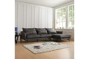 Savoy 3 Seater Velvet Sofa With Right Hand Chaise, Steel Grey Velvet