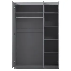 3 Door Triple Wardrobe Dark Matt Grey Slow Closing