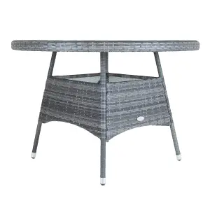 Charles Bentley 4 Seater Round Rattan Dining Table - Grey