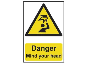 Durable PVC Danger Sign - Mind Your Head - 200 x 300mm