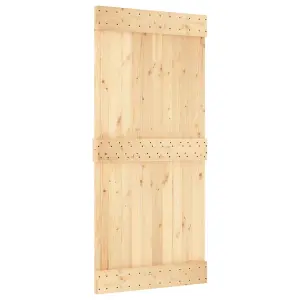 Berkfield Sliding Door with Hardware Set 95x210 cm Solid Wood Pine