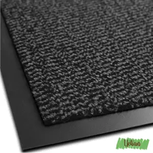 Grey Rubber Barrier Mat, Heavy Duty, Dirt Trapper & Absorbent Mat, Polypropylene Pile, Outdoor & Indoor (90cm x 150cm)