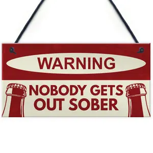 Red Ocean Nobody Gets Out Sober Sign Funny Bar Sign For Home Man Cave Pub Decor Gift For Men  Gifts