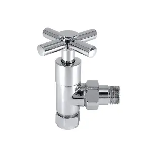 Right Radiators Traditional Towel Rail Radiator Valves Angled Chrome Central Heating Taps 15mm (Pair)