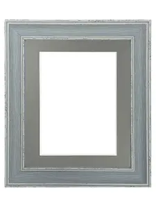 Scandi Distressed Blue Frame with Dark Grey Mount for Image Size 14 x 8 Inch