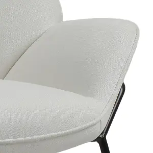 Linen Armchair with Metal Legs and Backrest for Bedroom Office Beige