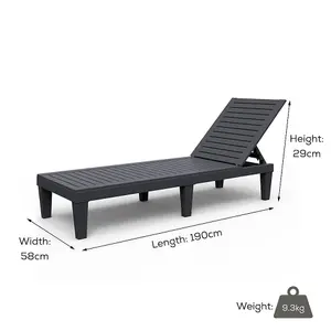 Adjustable Backrest Sun Lounger - Grey