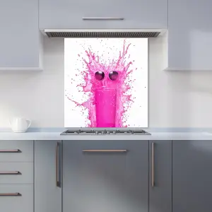 Pink Splashart Glass With Glasses Premium Glass Kitchen Splashback W700mm x H750mm