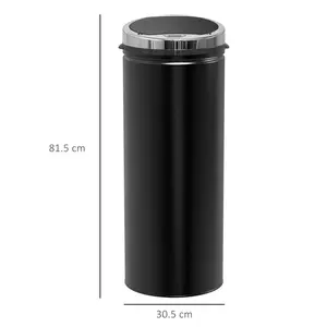 Stainless Steel 50 Litre Motion Sensor Rubbish Bin Black