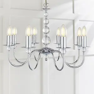 Luminosa Parkstone 8 Light Chandelier Chrome & Glass Finish, E14