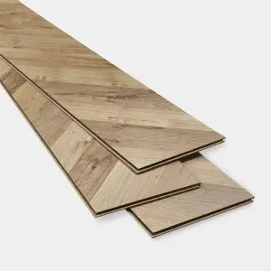 GoodHome Heanor Herringbone Light oak effect Laminate Flooring, 2.7m²