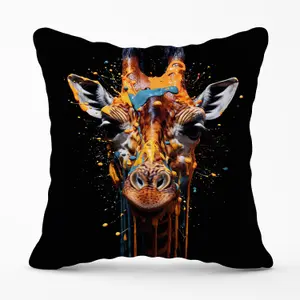 Giraffe Face Splashart Outdoor Cushion 45cm x 45cm