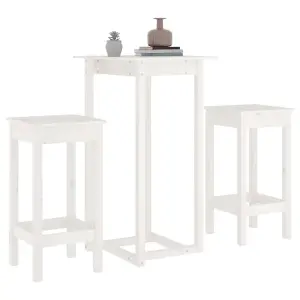 Berkfield 3 Piece Bar Set White Solid Wood Pine