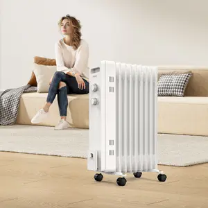 VonHaus Oil Filled Radiator 9 Fin, Oil Heater Portable Electric Free Standing 2000W for Home, Office, Any Room