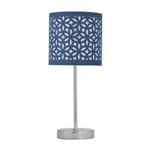 First Choice Lighting Navy Blue Laser Cut 15.5cm Table Lamp Shade