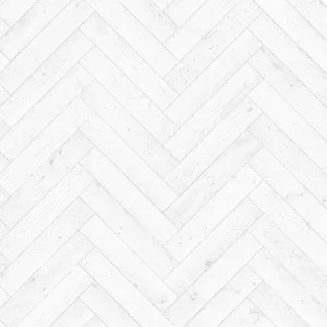 White Herringbone Wood Effect Vinyl Flooring For LivingRoom, Kitchen, 2mm Textile Backing Vinyl Sheet -8m(26'3") X 4m(13'1")-32m²