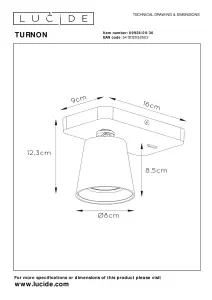 Lucide Turnon Modern Wall Spotlight - LED Dim to warm - GU10 - 1x5W 2200K/3000K - Black