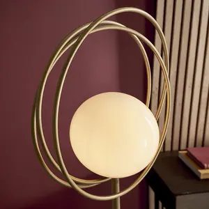 Luminosa Bergamo Floor Lamp Brushed Gold Paint & Gloss Opal Glass