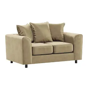 Brooklyn Plush Velvet Fabric Sofa Set 3 and 2 Seater sofa Foam Beige