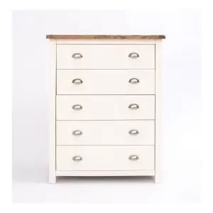 Lovere 5 Drawer Chest of Drawers Chrome Cup Handle