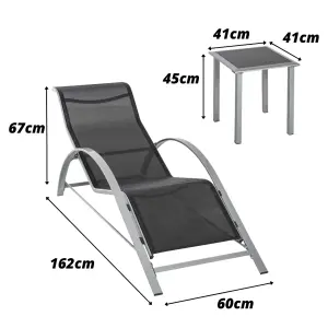 3pc Garden Sun Lounger Set with Table