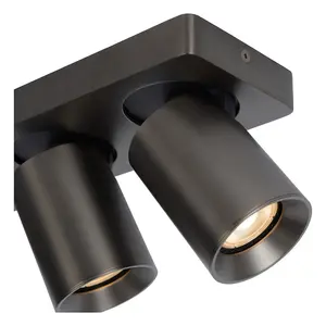 Lucide Nigel Modern Ceiling Spotlight Bar - LED Dim to warm - GU10 - 3x5W 2200K/3000K - Black Steel