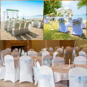 Polyester Spandex Chair Covers for Wedding Decoration - Baby Blue, Pack of 10