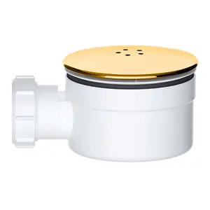 SPARES2GO Shower Trap for 90mm Tray Plug Hole 1.5" Luxury Drain Water Waste Dome Base Kit (Brushed Brass)