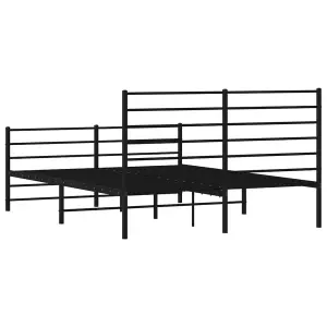 Berkfield Metal Bed Frame with Headboard and Footboard Black 150x200 cm 5FT King Size