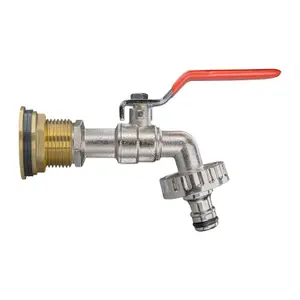 Water Butt Replacement Tap BRASS Metal Lever UK Bib Outlet Barb Quick Hosepipes Lever tap (Quick connector) 1"