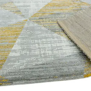 Yellow Chequered Geometric Modern Easy to clean Rug for Bed Room Living Room and Dining Room-160cm X 230cm