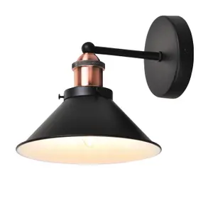 First Choice Lighting Matt Black With Brushed Copper Wall Light