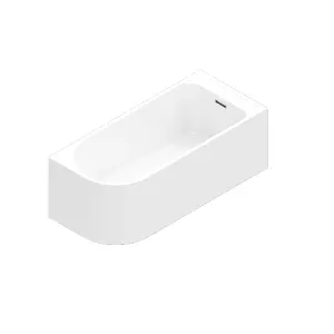 GoodHome Gloss White Back to wall Acrylic J-shaped Right-hand Bath (L)1700mm (W)750mm