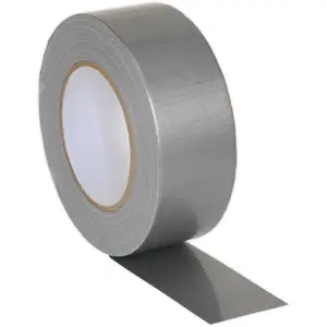 48mm x 50m Silver Duct Tape Roll - Easy Tear High Tack and Moisture Resistant