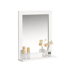 Lyndora Wood Flat Wall Mirror with Drawers