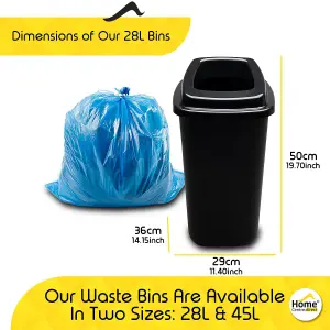 Home Centre Plastic Recycling Kitchen Office Waste Bin 28 Litre Black Open Touchless Rim