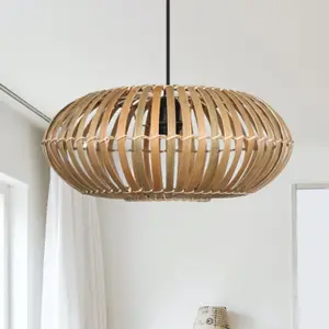 First Choice Lighting Loren Bamboo Natural Pendant Lightshade