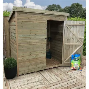 4 x 4 WINDOWLESS Garden Shed Pressure Treated T&G PENT Wooden Garden Shed + Single Door (4' x 4' / 4ft x 4ft) (4x4)