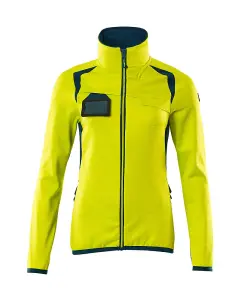 Mascot Accelerate Safe Ladies Microfleece Jacket with Zipper (Hi-Vis Yellow/Dark Petroleum)  (Medium)